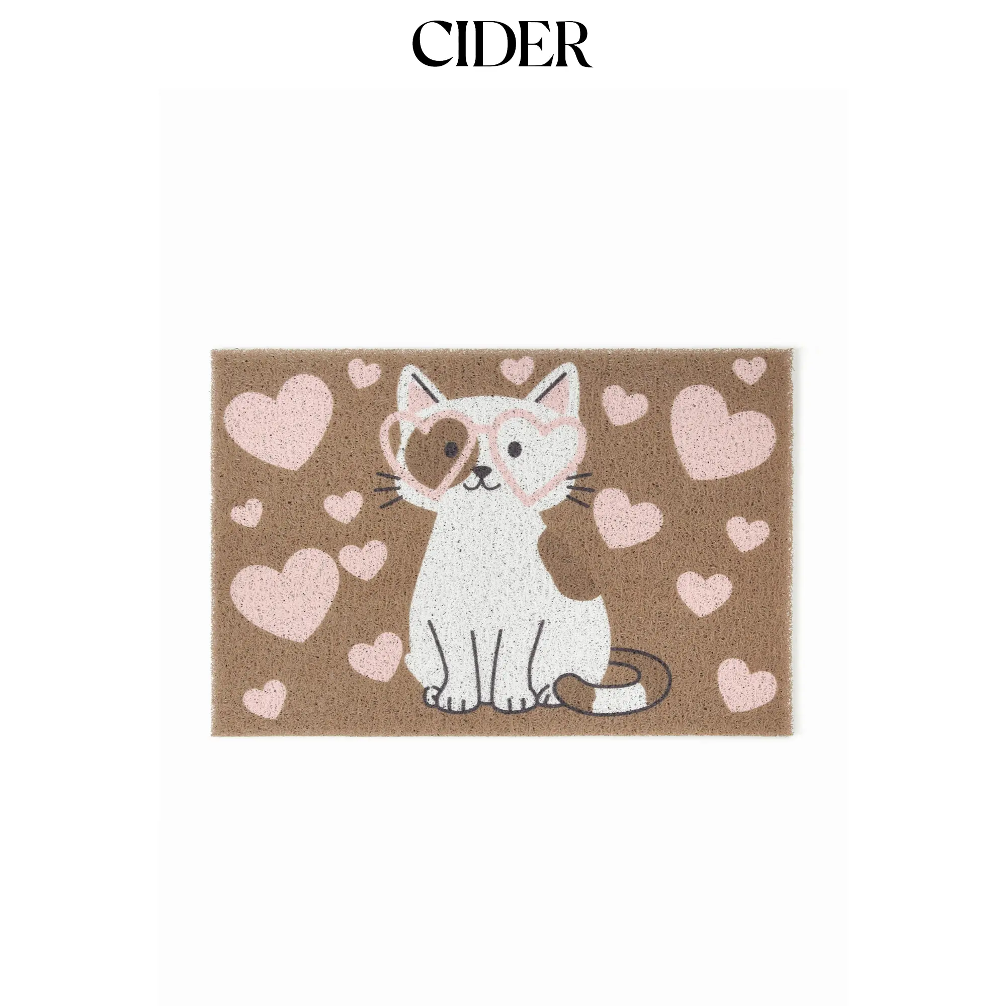 Cider HEART & CAT PATTERN DOOR MAT Cider HEART & CAT PATTERN DOOR MAT
