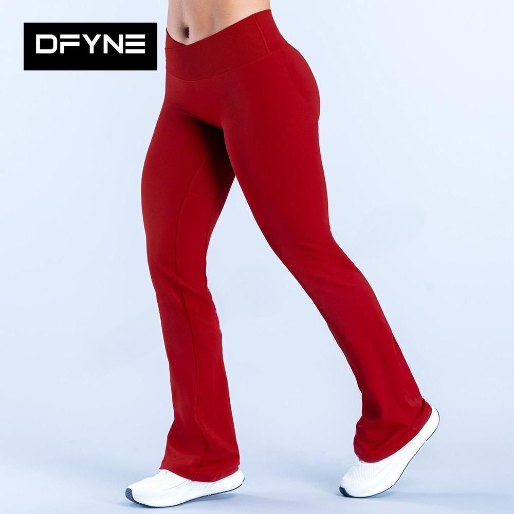 2026 DFYNE Vision Flare Leggings  Full Matte Nylon Crossover V-Waist + Butt Lift – Seamless Yoga Gym Pants!