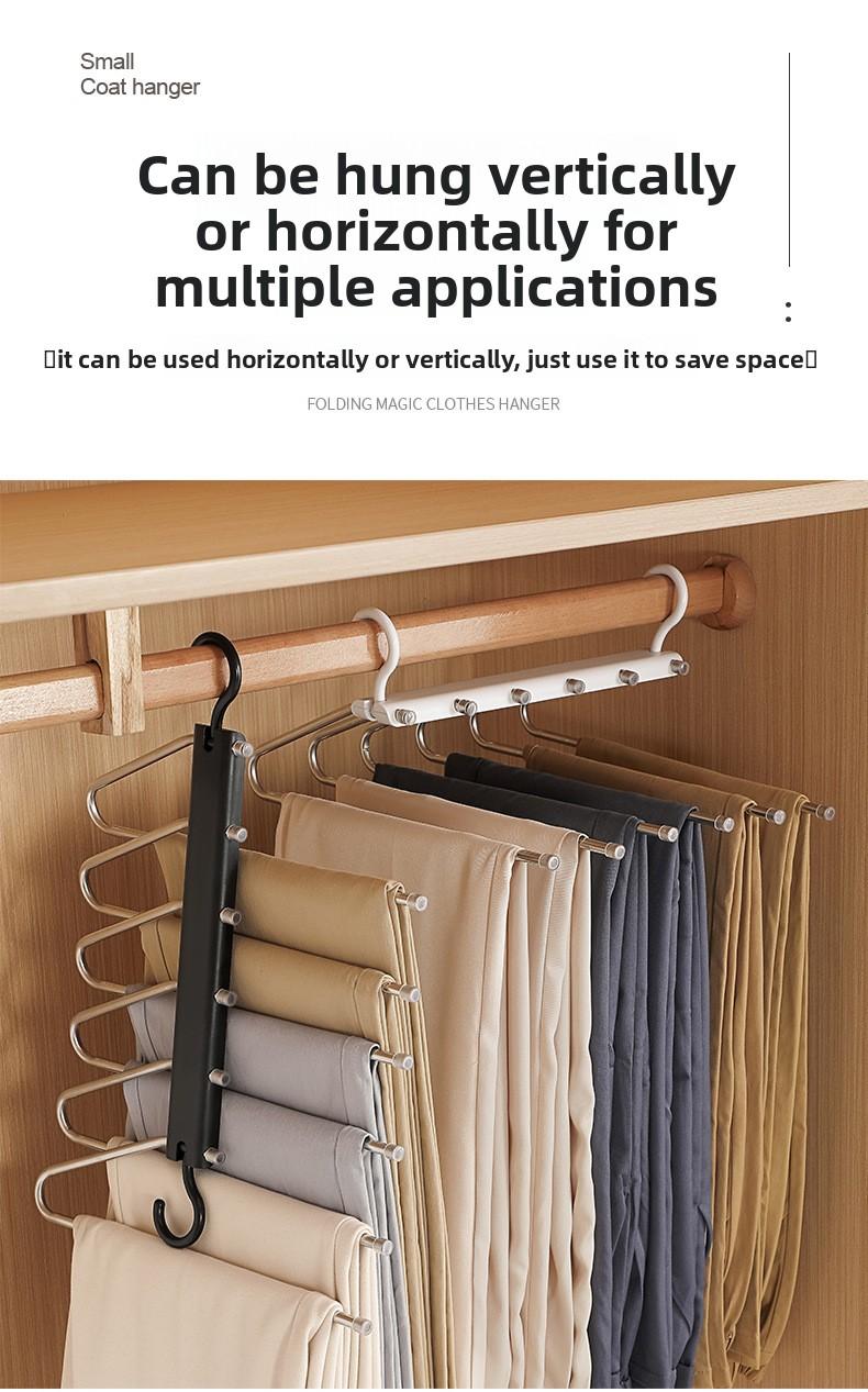 Stainless Steel Foldable Pants Hanger Non-Slip Multi-Functional Home Storage Space-Saving Hanger for Closet Organizing Anti-Scratch Laundry Rack