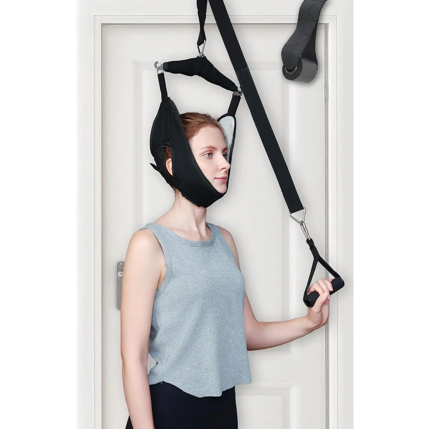 Cervical Neck Traction Device Over the Door - Hanging Neck Stretcher for Cervical Spine Decompression and Pain Relief - Home Use Neck Sling to Relieve Tension & Stiffness
