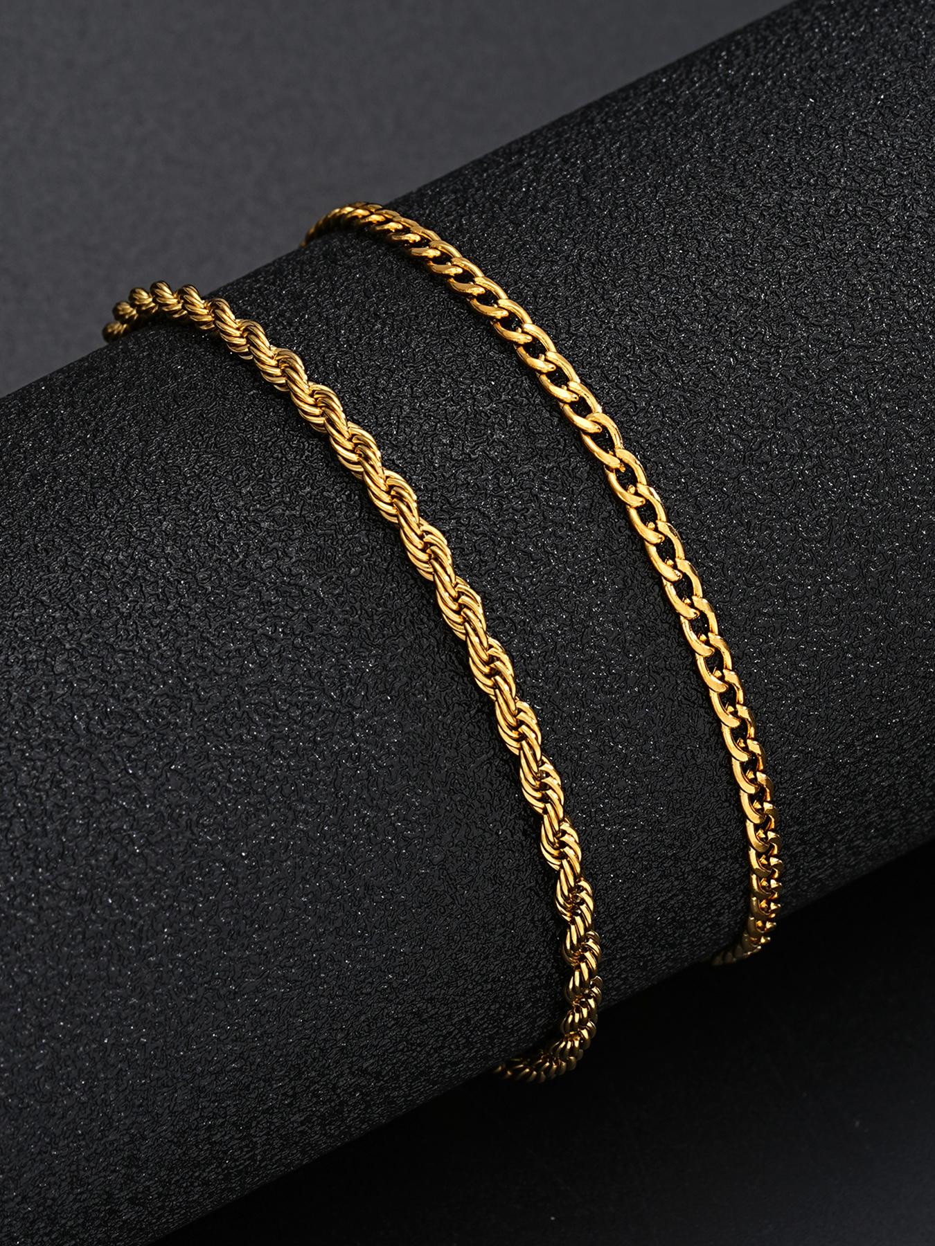 Summer Men's Simple Plain Chunky Chain Link Stackable Bracelet, Fashion Cuban Chain Bracelets Kit, Stainless Steel Bracelet, Elegant Jewelry Bracelet, Casual Versatile Streetwear Jewelry Accessories, Non Tarnish Jewelry, Fashionable Accessories