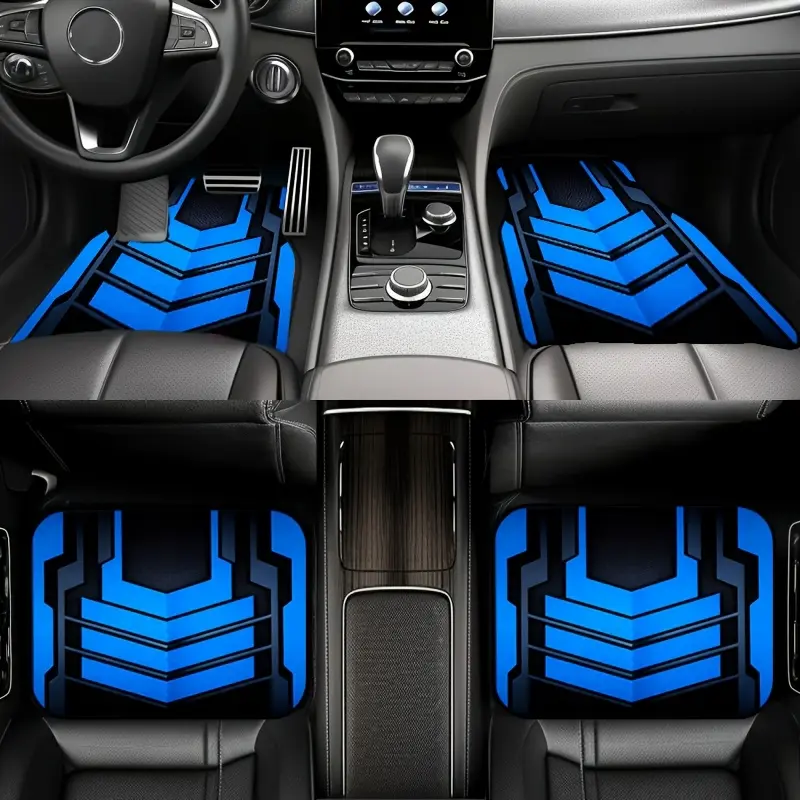 4pcs Blue Flame Armor Car Floor Mat, Automotive Mats, Suitable for Most Models, with Unique Printing, Ideal for Daily Commuting & Self-driving, Better Experience