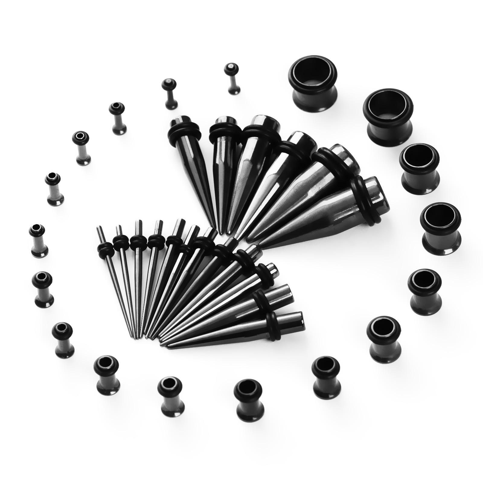 316L Stainless Steel Ear Stretching Kit, 14G-00G Ear Gauges Tapers Set with Ear Tunnels O-Rings, Hypoallergenic Ear Stretching Jewelry for Women Men