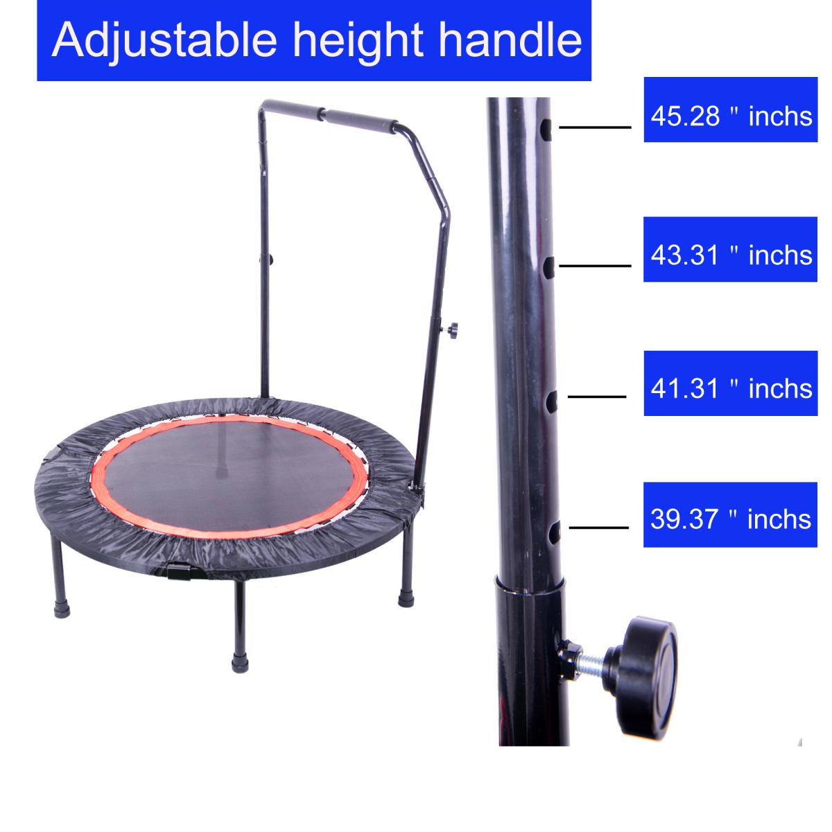 [Fahuac] Foldable Mini Trampoline 300LBS Capacity - 28 Spring Fitness Rebounder with Adjustable Foam Handle, Portable Exercise Trampoline for Home Gym.
