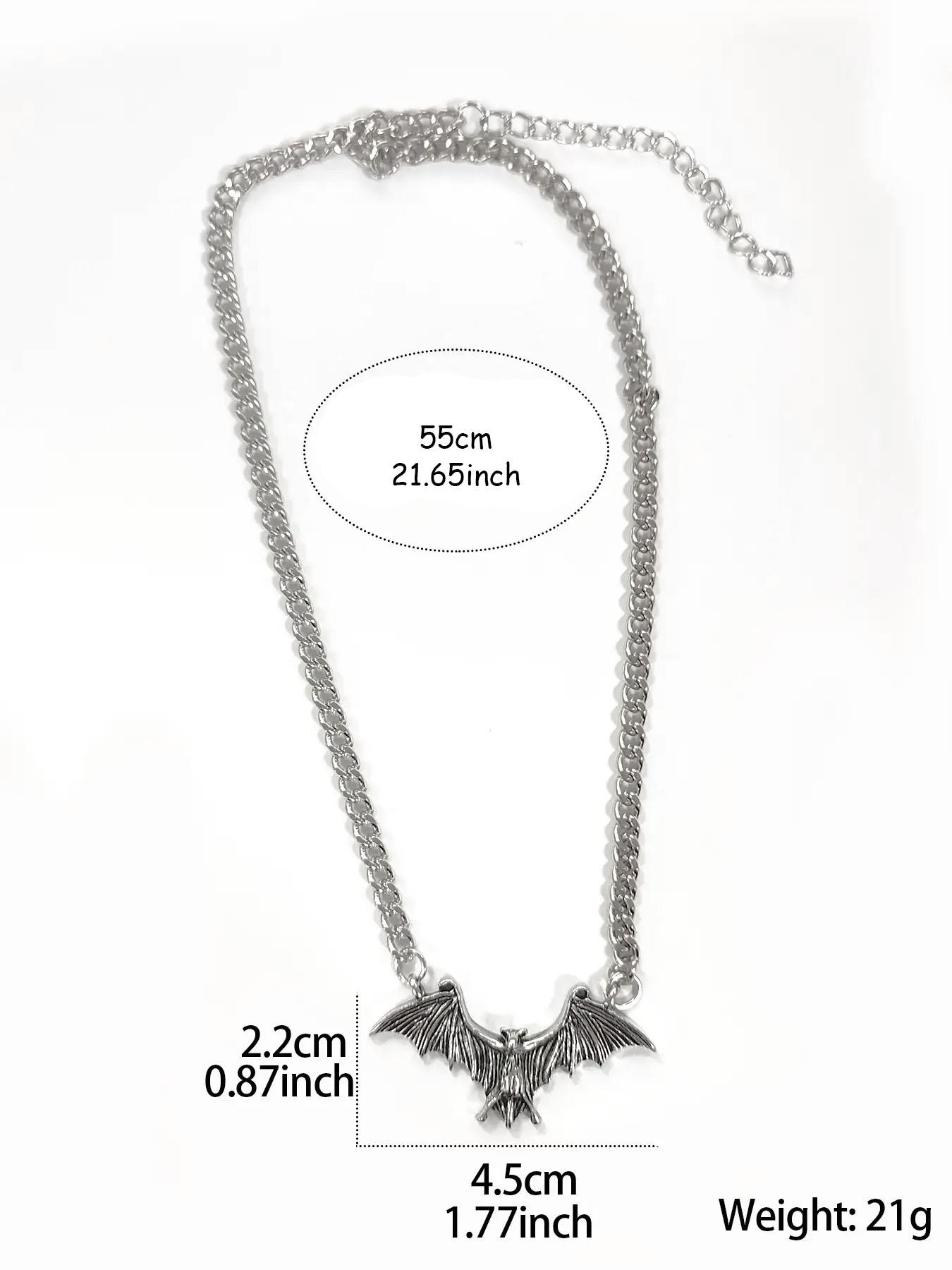 Vintage Bat Design Pendant Necklace, Gothic Style Creative Bat Pendant Necklace, Fashion Accessories for Men & Women, Perfect for Birthday Gift
