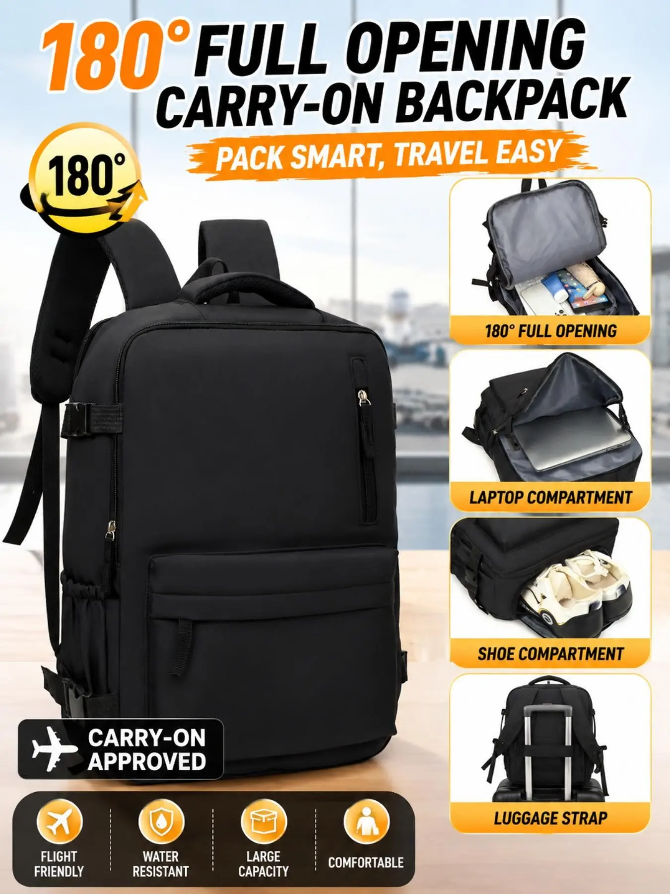 Elegant Business Backpack, Large Capacity, Multi-Functional Laptop Bag, Fashionable Shoulder Bag, Organized Compartments, Ideal for Business Travel, Flight Approved Backpack, Carryon Backpack for Travel, Multifunctional Travel Backpack