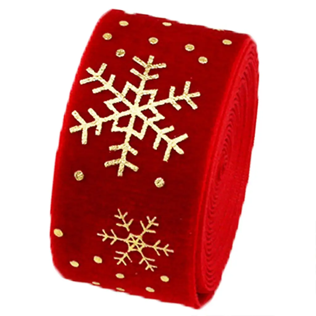 3 Yards Roll Snowflake Print Velvet Ribbon, Ideal for Christmas Gifts & Winter Decorations, Perfect for DIY Projects
