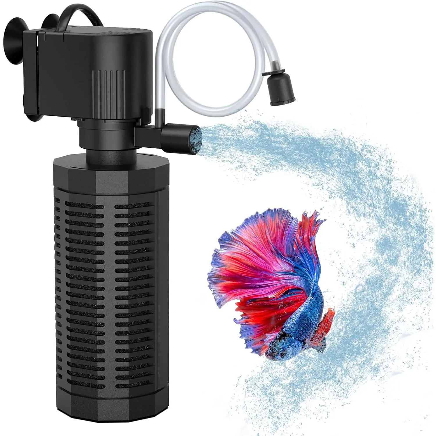 Ultra-Quiet Internal Filter for 20-50 Gallon Aquarium, Submersible Fish Tank Filter with Biochemical Filtration 320GPH Powerful Pump 13W Clear Air Supply