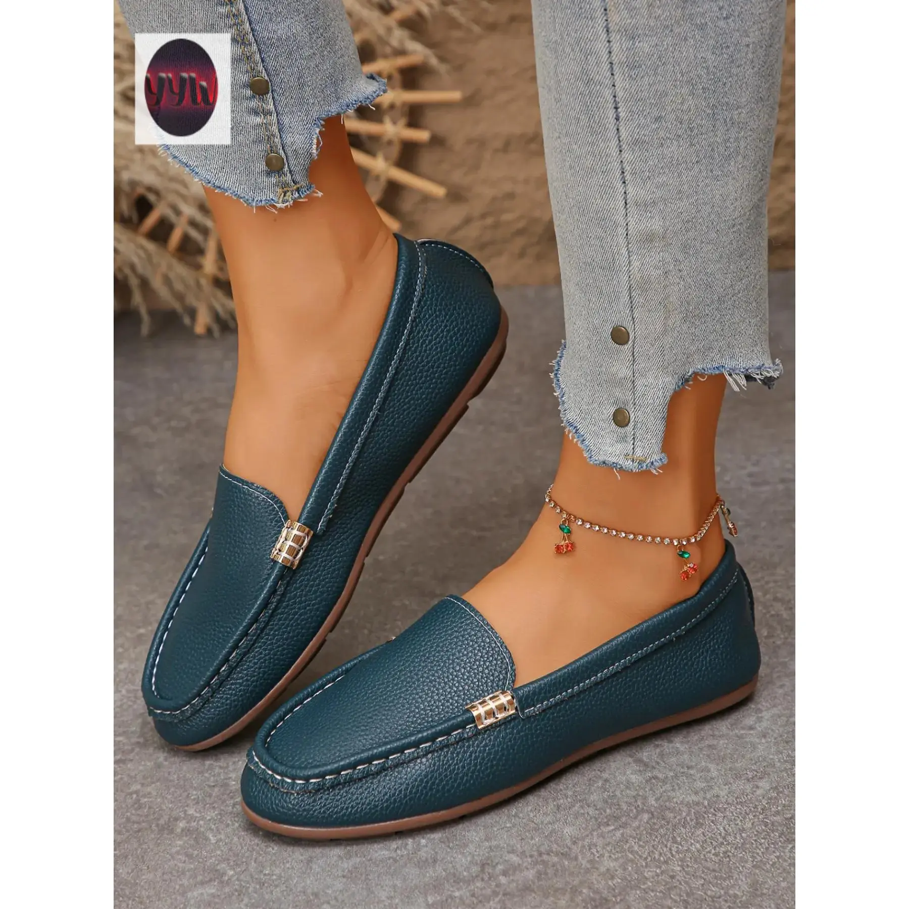 YYW1 Women's Casual Flat Beanies Shoes, Round Toe Low-Top Single Shoe, Plus Size-On Sneakers, Walking Shoes, Perfect Commuting and Outdoor Travel, Round Toe Flats, Rubber