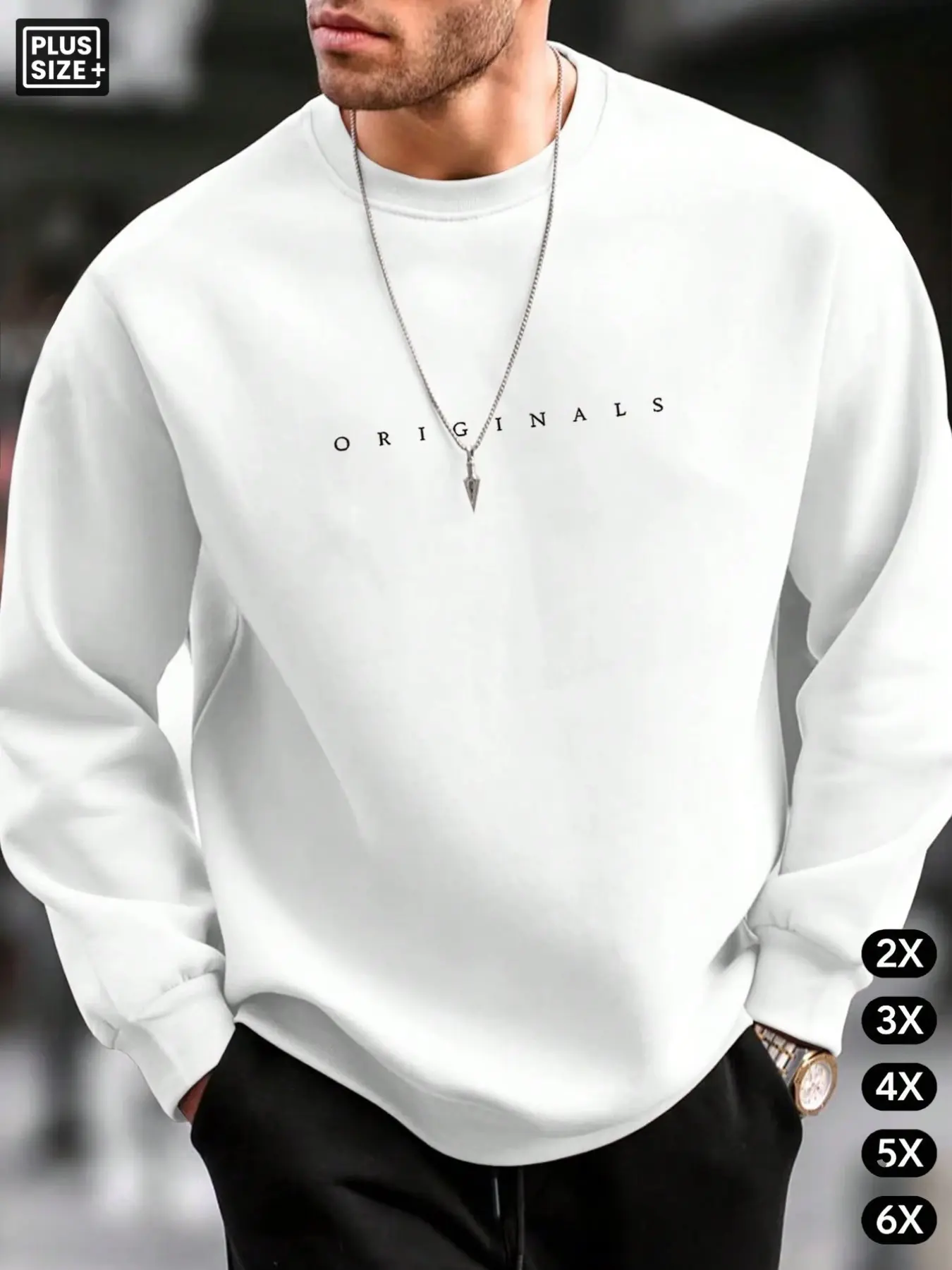Men's and Women's Fall Winter Plus Size Sweatshirt, 2xl-6xl Loose Fit Casual Long Sleeve, Simple Print Basic Sweatshirt