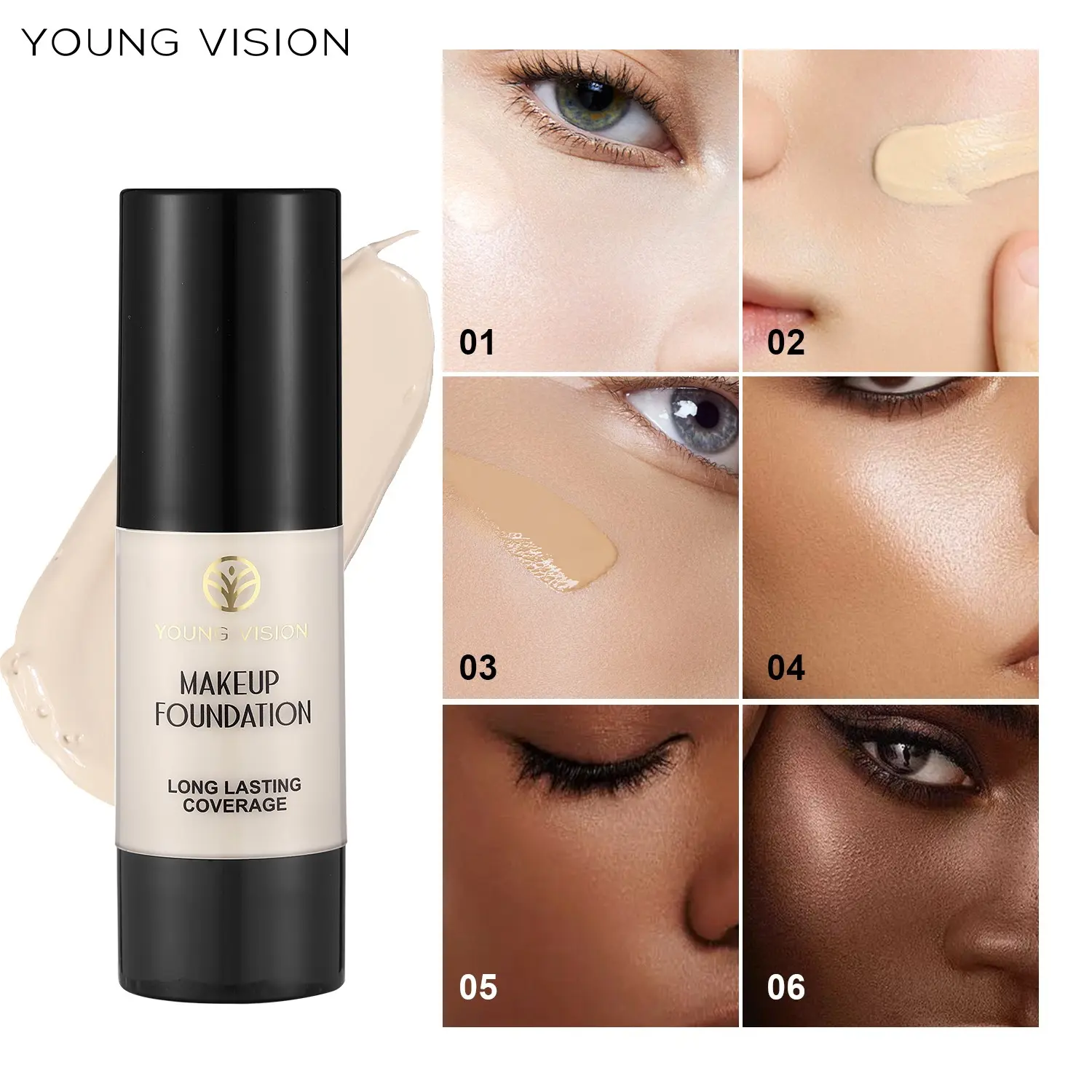 YOUNG VISION Dual-Function Press-On Foundation, Matte Concealer, Waterproof Moisturizing, Ultra-Bright Skin Tone Corrector
