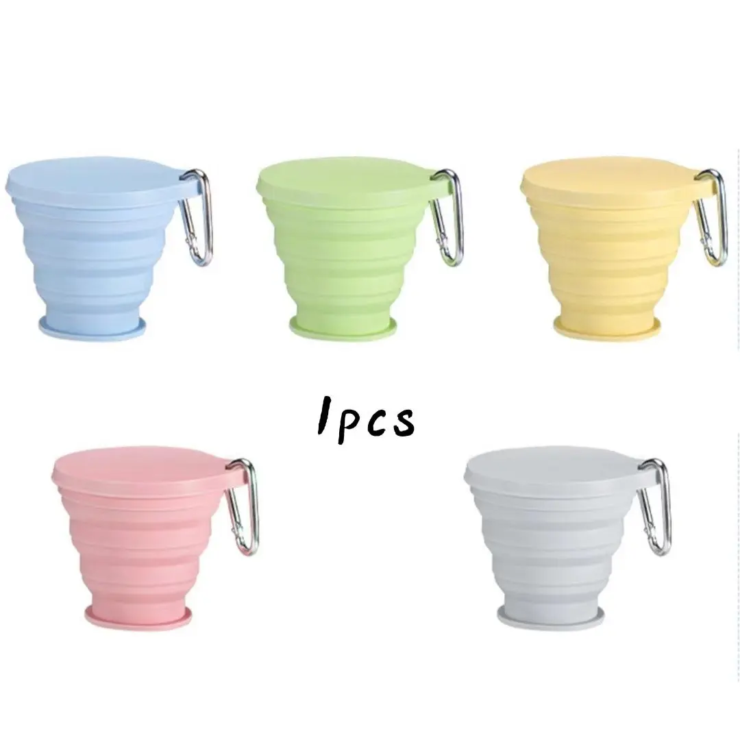 1pc collapsible water cup Portable mother and baby food grade silicone high temperature resistant cup extendable compression mini travel cup Food Grade Tableware