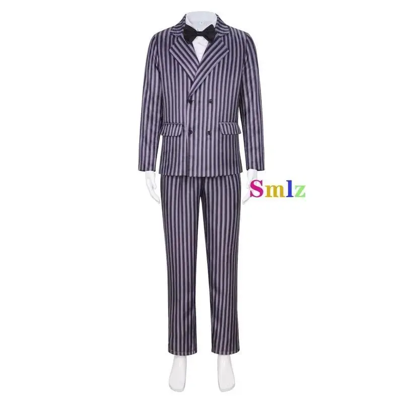 Gomez Addams Cosplay Anime Morticia Costume Dress Halloween Carnival Outfit Adult  Coat Shirt Pant Tie Suit Party Uniform