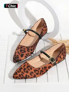 Women's Mary Jane Shoes Leopard Print Slip-On Loafers, Pointed Toe Casual Flats Walking Shoes for Halloween, All Seasons Fashion Footwear