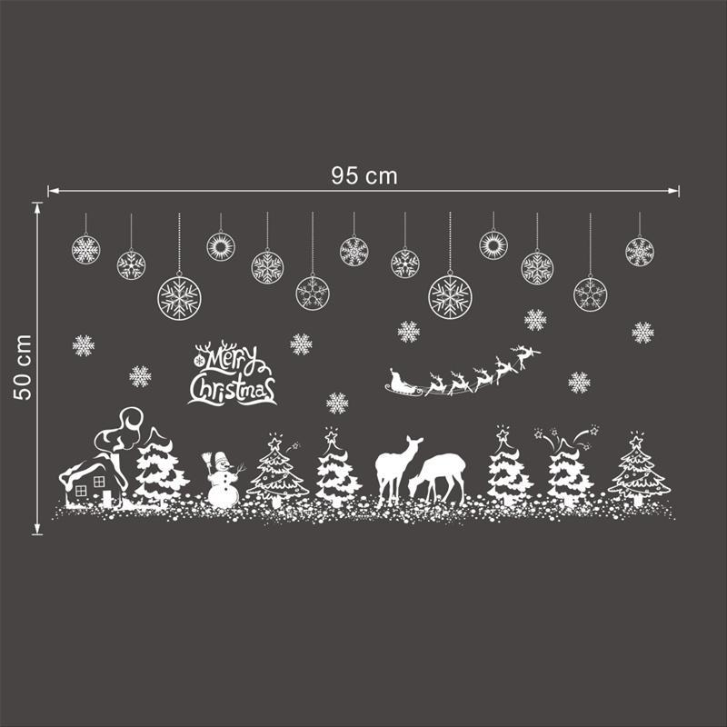 Celebrate Christmas Wall Stickers For Store Office Home Decoration White Xmas Festival Theme Wall Mural Art Diy Window Decals