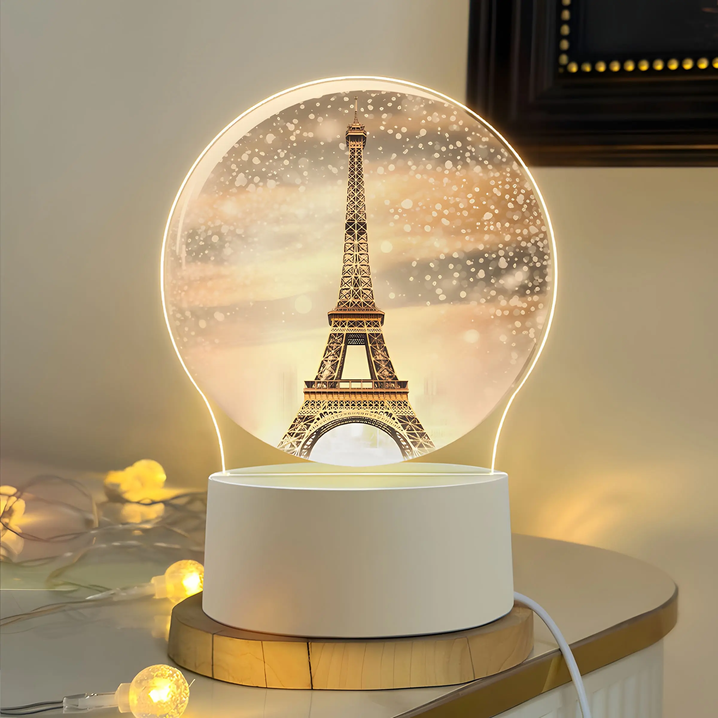 Paris Eiffel Tower LED Acrylic Night Light, USB Powered, Warm, Atmosphere Lighting, Ideal for Living Room, French Decor, Christmas Gift, Birthday Gift