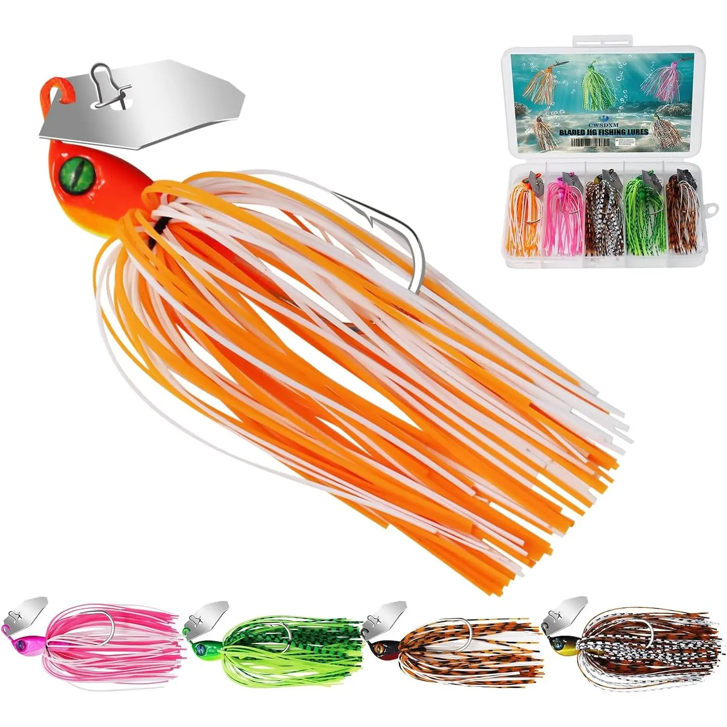 Bladed Jig for Bass Fishing | 10g Chatterbait Lure with Reflective  & Concealed Hook | Multi-Color for Clear & Murky Water