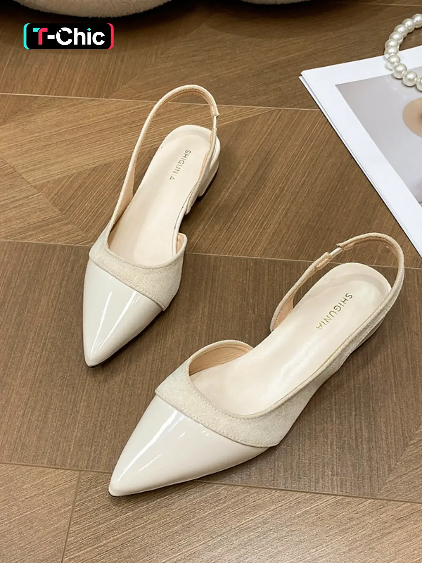 Women's Minimalist Slingback Flat Shoes, All-Season Work Flats, Pointed-Toe Fashion Shoes, Elegant Sandals for Commuting and Parties, Stylish Flat Sandals