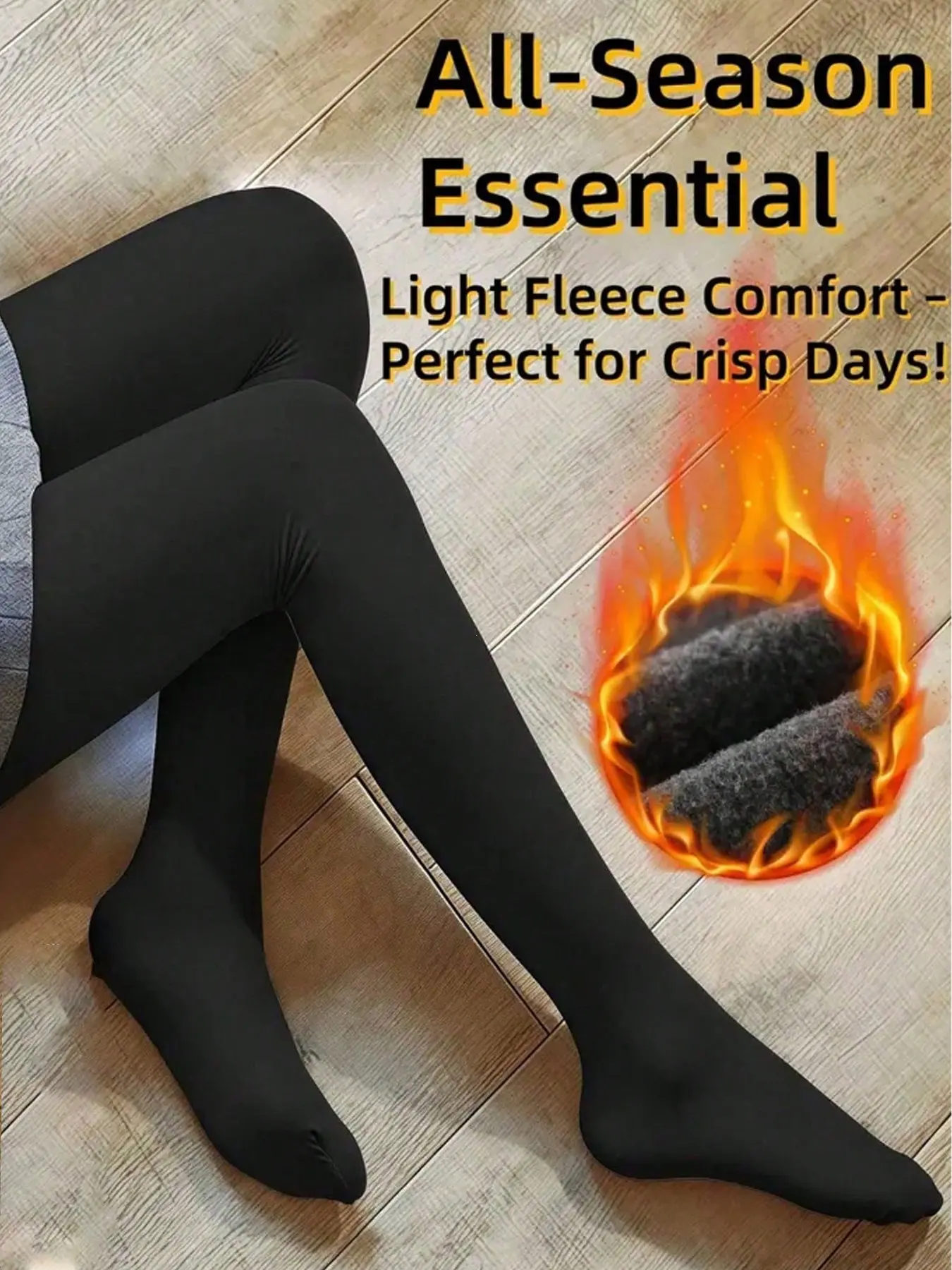 Women's Thickened Fleece-Lined Plain Warm Tights, Fall & Winter Casual Fitted Stockings, Multi-Functional Legwear, Perfect for Outdoor Activities