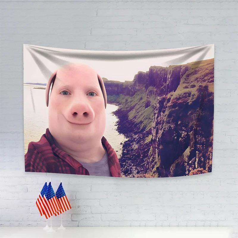 40in*60inTapestry John Pork Smiling Throw Flag Wall Hanging Tapestry Room Decor Double penetration for Room Decor Dormitory Decor Decoration