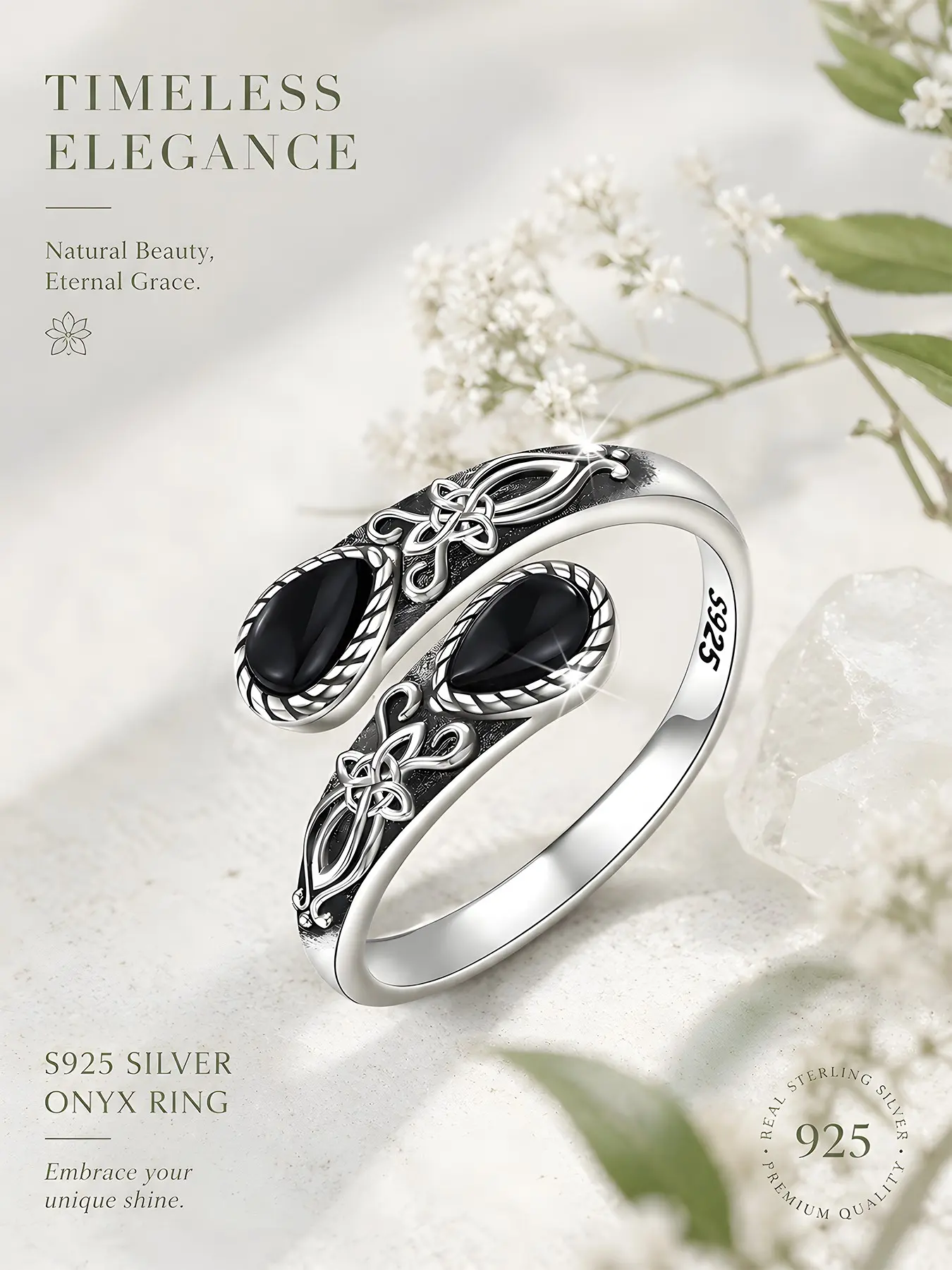 Women's S925 Silver Fashion Vintage Bohemian Style Spoon Open Ring Adjustable Finger Jewelry Elegant Everyday Ring Exquisite Trendy Ring Vintage Rings for Daily Wear Gift Valentine's Day Unique Rings