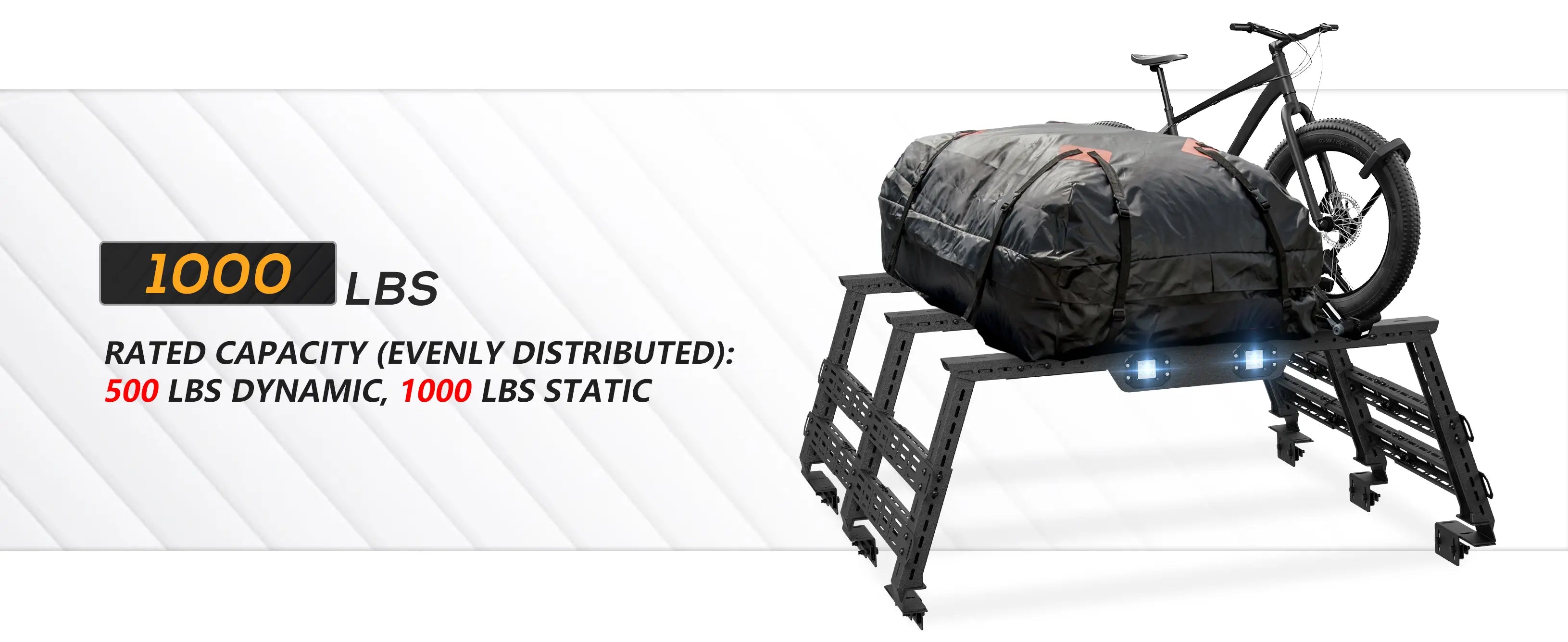 Adjustable 16.8-25" High Truck Bed Rack for Tent with 2 LED Lights | Yzona