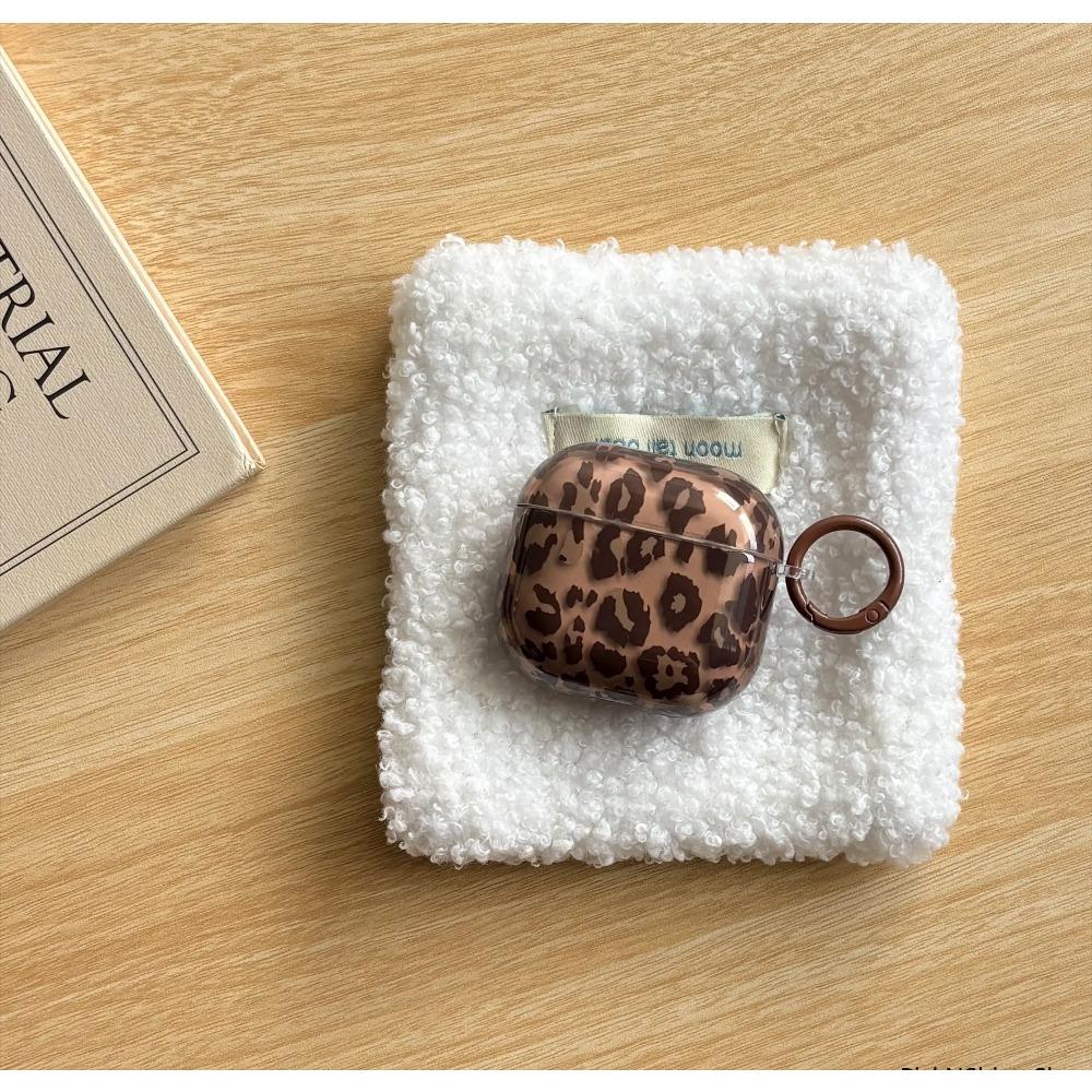 Leopard Print AirPods Case – Transparent Brown Protective Cover, Shockproof, Compatible with AirPods 1/2/3/4/Pro/Pro2
