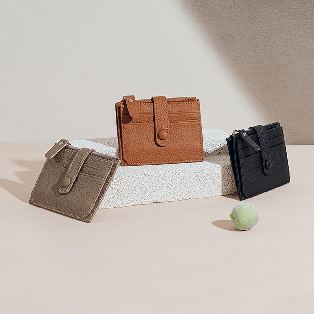 Leather Ultra-Thin Card Holder Wallet – Korean Multi-Card Zipper Change Bag, Mini Wallet for Commuters, First-Layer Cowhide Simple & Stylish Design