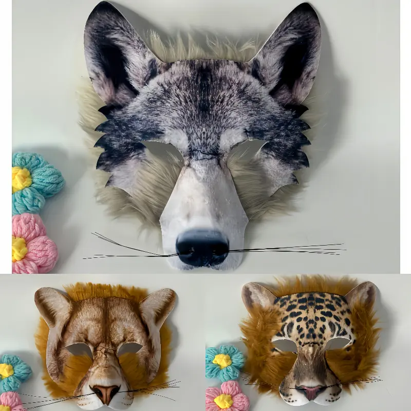 Easter Halloween Animal Mask Additions Masquerade Decoration Lion Mask Wolf Mask Leopard Mask White Fox Mask Rabbit Mask Werewolf Mask