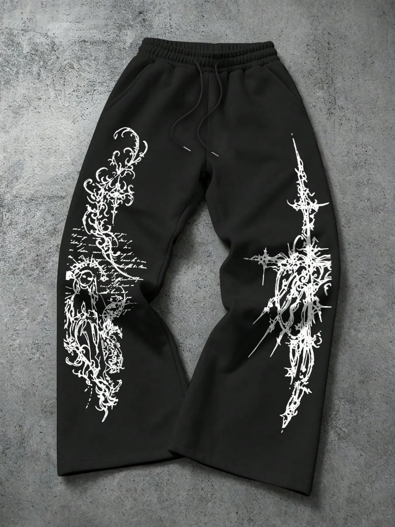 Cyber Sigilism Graphic Baggy Sweatpants for Men and Women Unisex, Y2K Gothic Streetwear Oversized Wide-Leg Track Pants, Casual Fashion Loungewear Trousers, Casual Athleisure Pants
