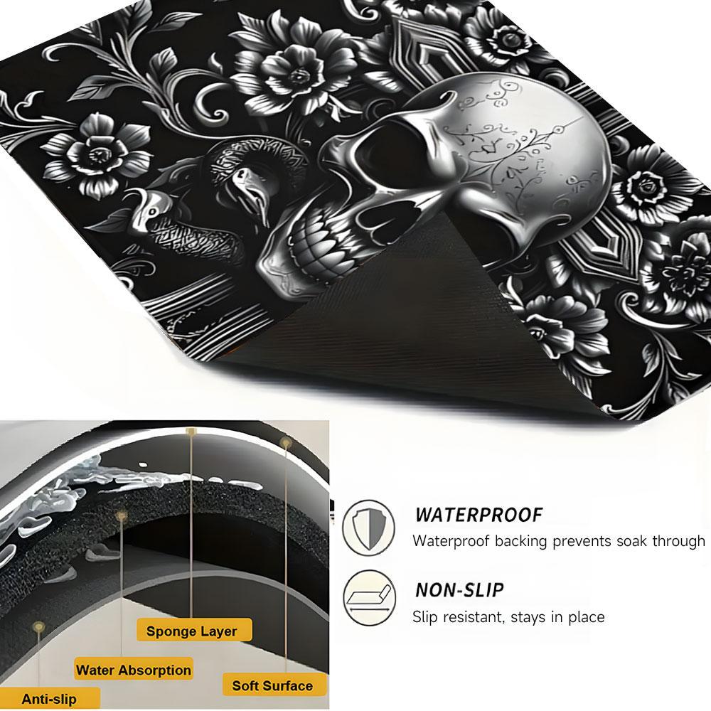 2DFlatSkull Pattern Kitchen Gas Stove Protector Cover Mat, 1 Count Scratch Resistant & Easy To Clean Grill Mat, Stove Top Protectors for Flat Top Oven