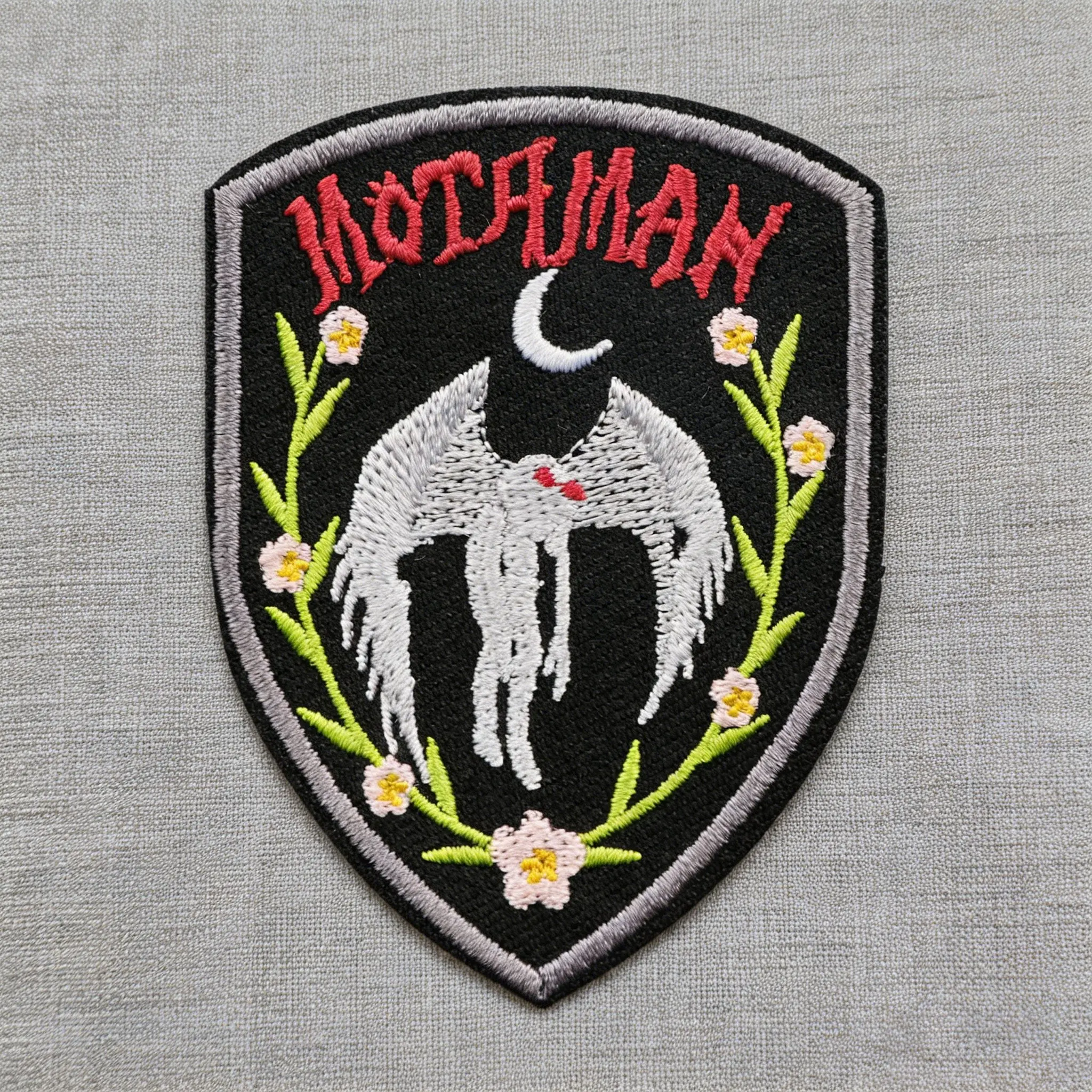 Mothman Gothic Halloween Embroidery Patch, Iron-On Fabric Applique Patch for Clothes, Jackets, Hats, Accessories, Unique DIY Decoration