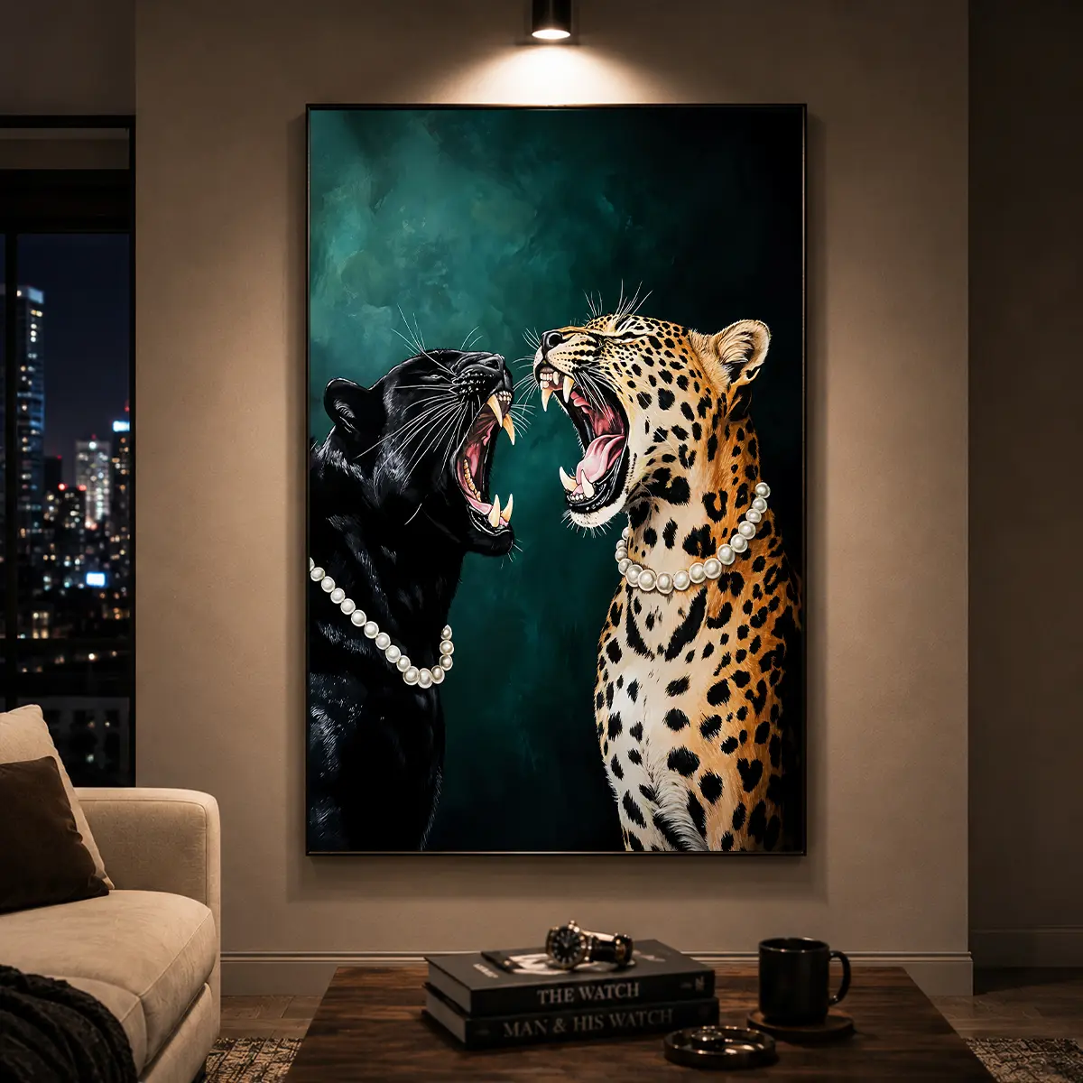 Funny Cheetah Wood Canvas Wall Art, Emerald Green Leopard Print, Vintage Black Panther Artwork, Trendy Poster for Apartment & Dorm Decor, Animal Wall Art, Aesthetic Room Decor, Bedroom Decor, Funny Wall Art, Wildlife Art Print, Gift Idea