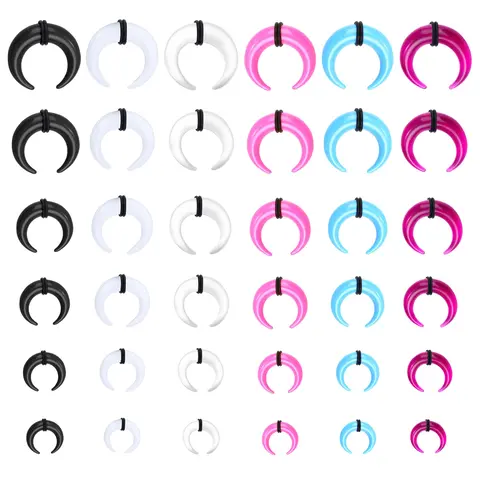 FASACCO Unisex Multi-Size 16G-6G Septum Jewelry Kit - Acrylic/Stainless Steel Internally Threaded Spike Horseshoe Barbells, Heart Shape Septum Pinchers for Nose/Ear Cartilage Stretching, Ear Expanders