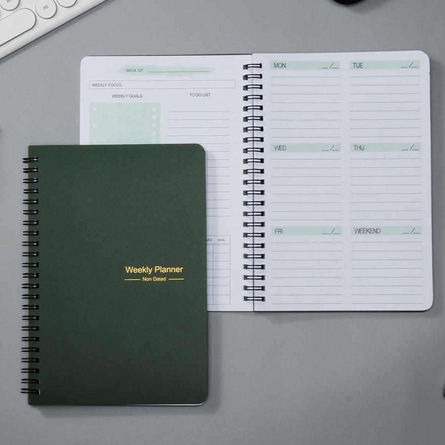 Weekly Notebook, 1 Piece Portable Spiral Notebook, Weekly Planner Journal Book, Budget Planner Books for Home Office School Supplies, Spiral Bound Planner