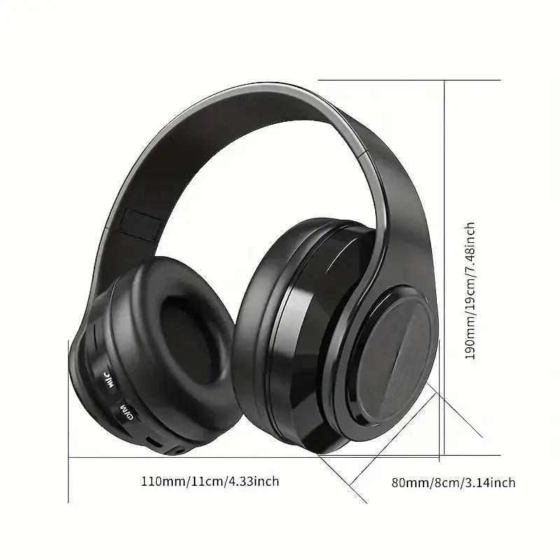 Wireless Headphones, Foldable Headphones with Colorful LED Light, Headphones with Microphone, FM, SD Card Slot, for School, Tablet, PC, TV, Phone, Wireless Chargeable Headphones
