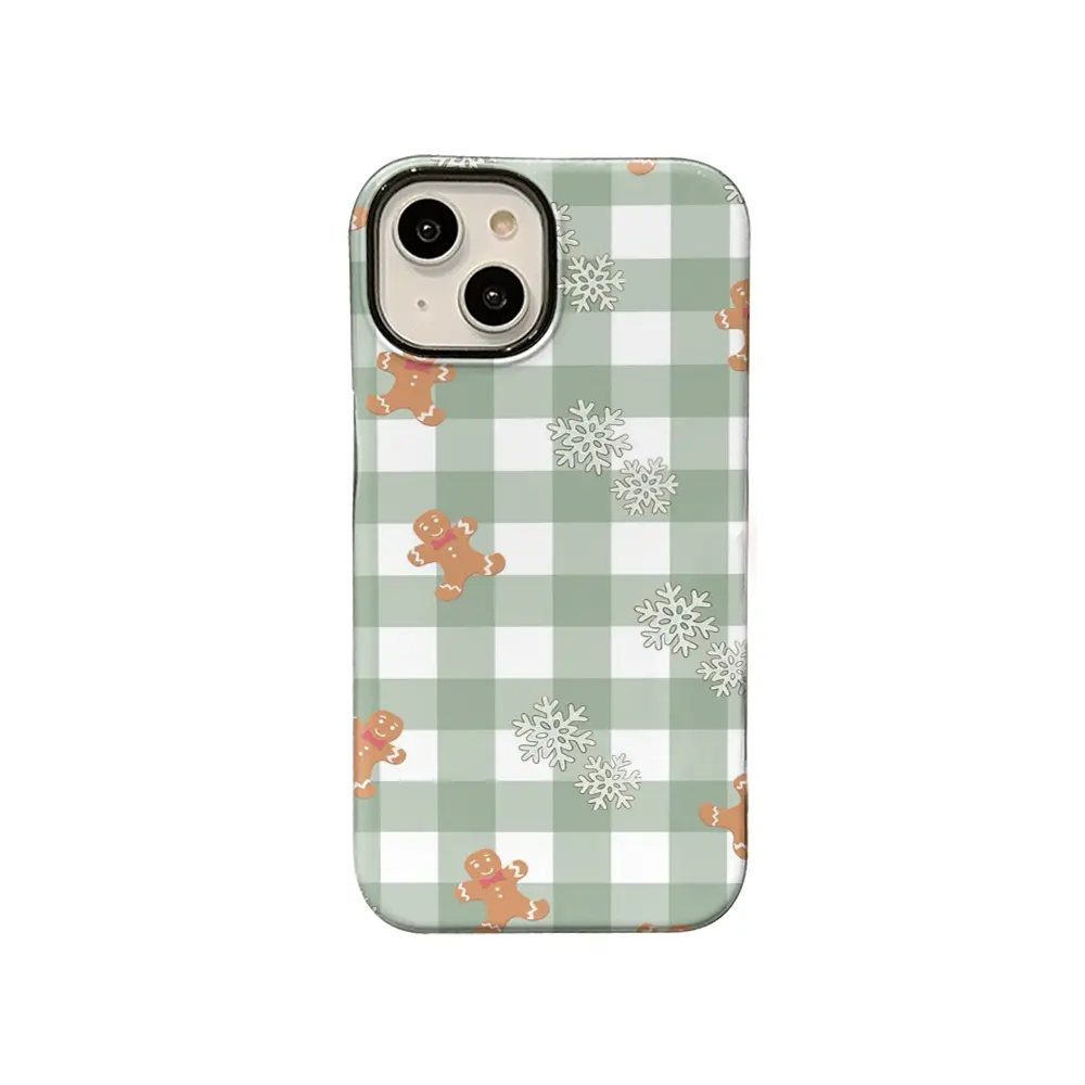 Gingerbread Snowflake Plaid Phone Case，Fresh Xmas Style for iPhone 17 16 15 14 13 12 11 Plus Pro Max, Holiday Gift