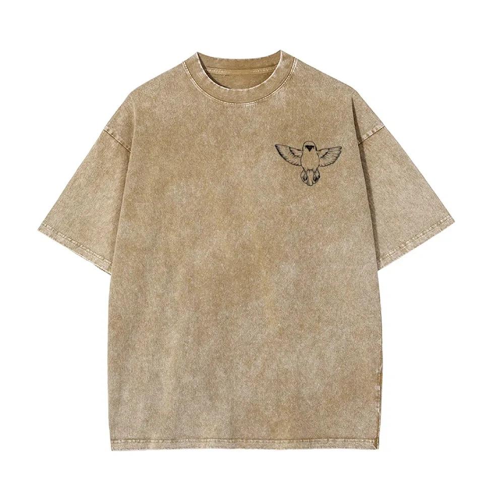 2026 Summer New Zenitsu Agatsuma Breath of Thunder Retro Washed Old T-shirt Demon Slayer 90s Street Style Short-sleeved Top