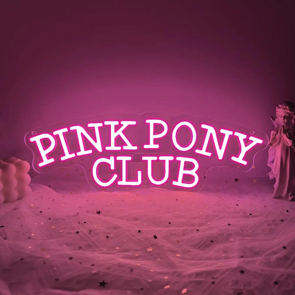 Pony Club Neon Sign, Cowgirl Neon Lights for Wall Decor Dimmable LED  Pony  Neon Light for Room Bedroom Party Bar Pub Decor Girl  USB (14.9"*5.1")