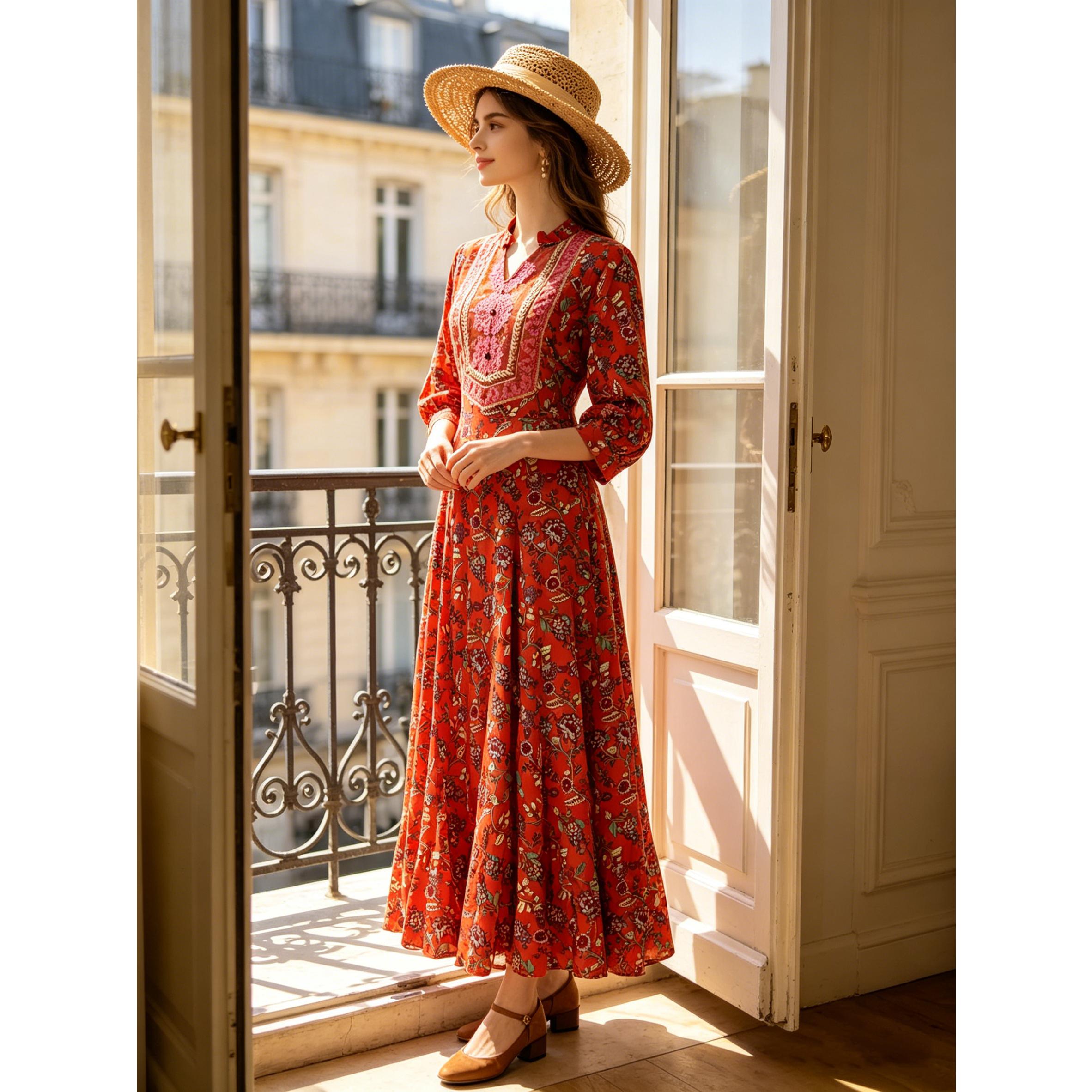 Boho Floral Rust Orange Maxi Dress Flowy Autumn Vacation Gown | S-XL Inclusive Fit | Perfect for Autumn Wedding Guest, Festivals & Sunset Photo Shoots Boho Floral Rust Orange Maxi Dress Flowy Autumn Vacation Gown | S-XL Inclusive Fit | Perfect for Autumn Wedding Guest, Festivals & Sunset Photo Shoots