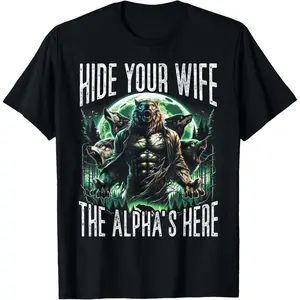 Hide Your Wife, The Alpha Wolf Is Coming! Funny Alpha Wolf Meme Casual Fashion Graphic T-Shirt for Men : Clothing, Shoes & Jewelry freedom signature red