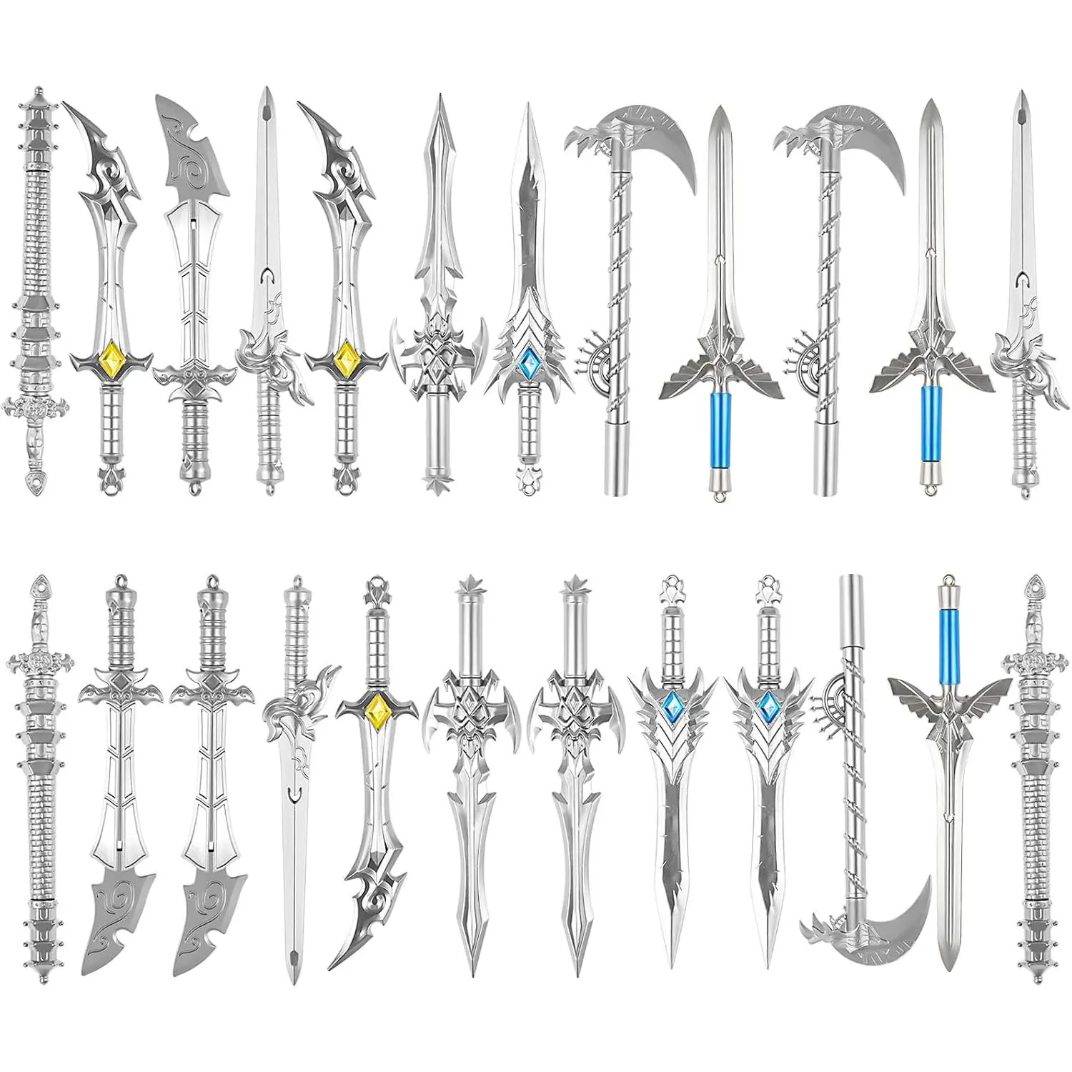 24- Ancient Sword Shape Gel Ink Pens Set - Fun Novelty Pens in Black Ink Cool Sword Plastic Gel Ink Cool Pens for Christmas Birthday Party Presents and Office Writing Supplies