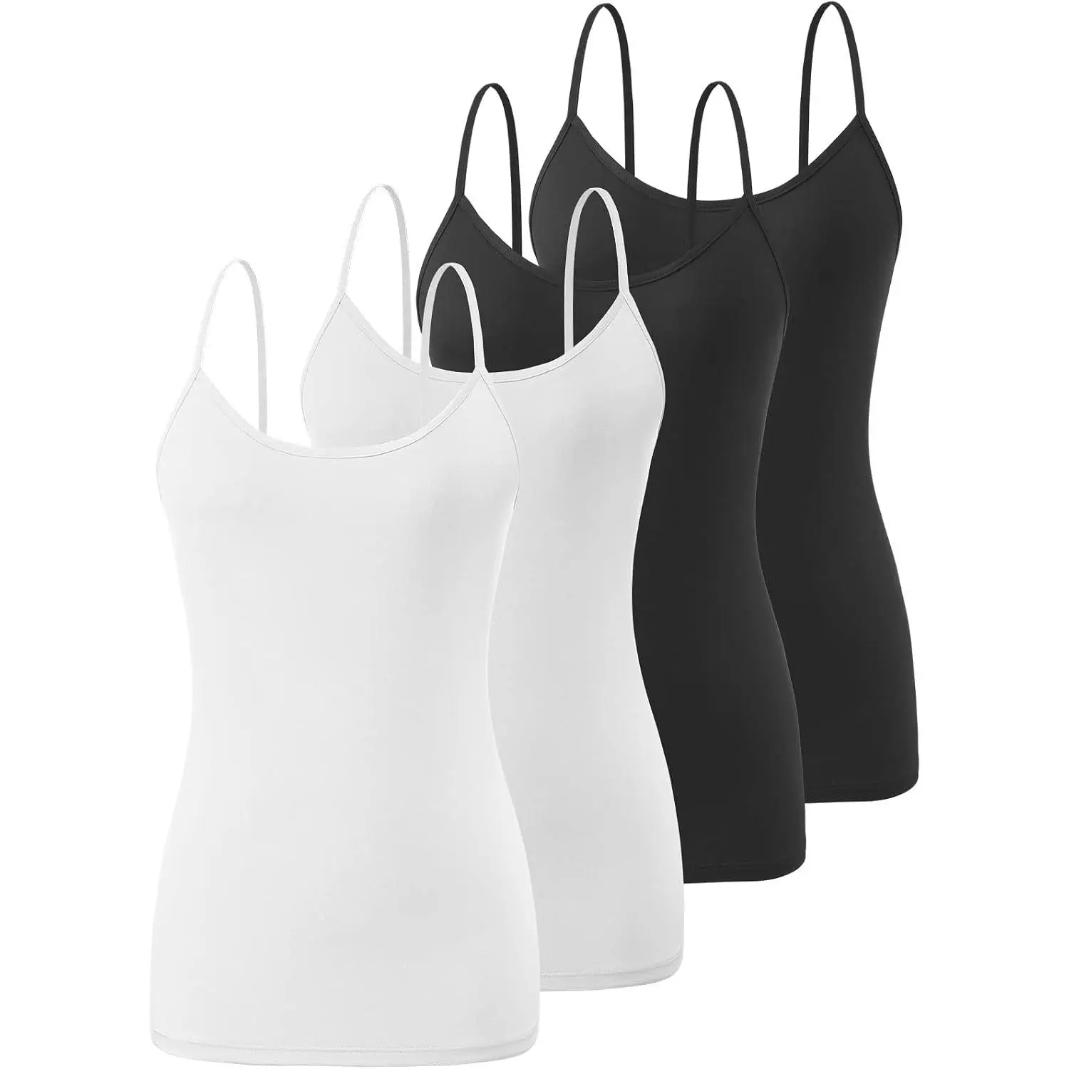 4 Pack Camisole Tops for Women Basic Undershirt Tanks Adjustable Spaghetti Straps Camis Seamless Soft Layering Top