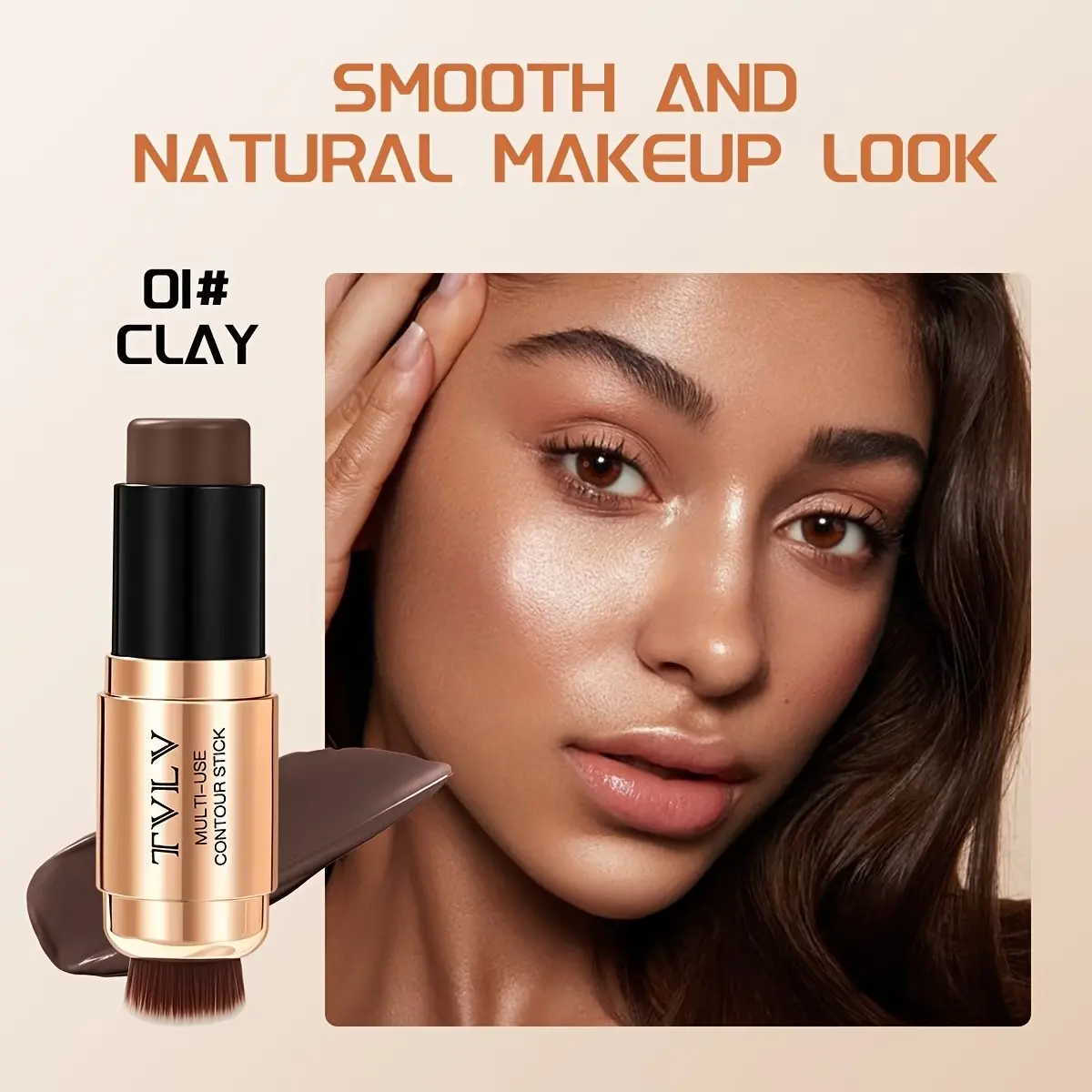 1-piece highlighter and contour concealer stick, with a smooth, creamy, Silky texture, built brush, available in 4 colors, easy to blend without caking, long-lasting wear with a natural look, creates natural and sculpted contours, suitable for all