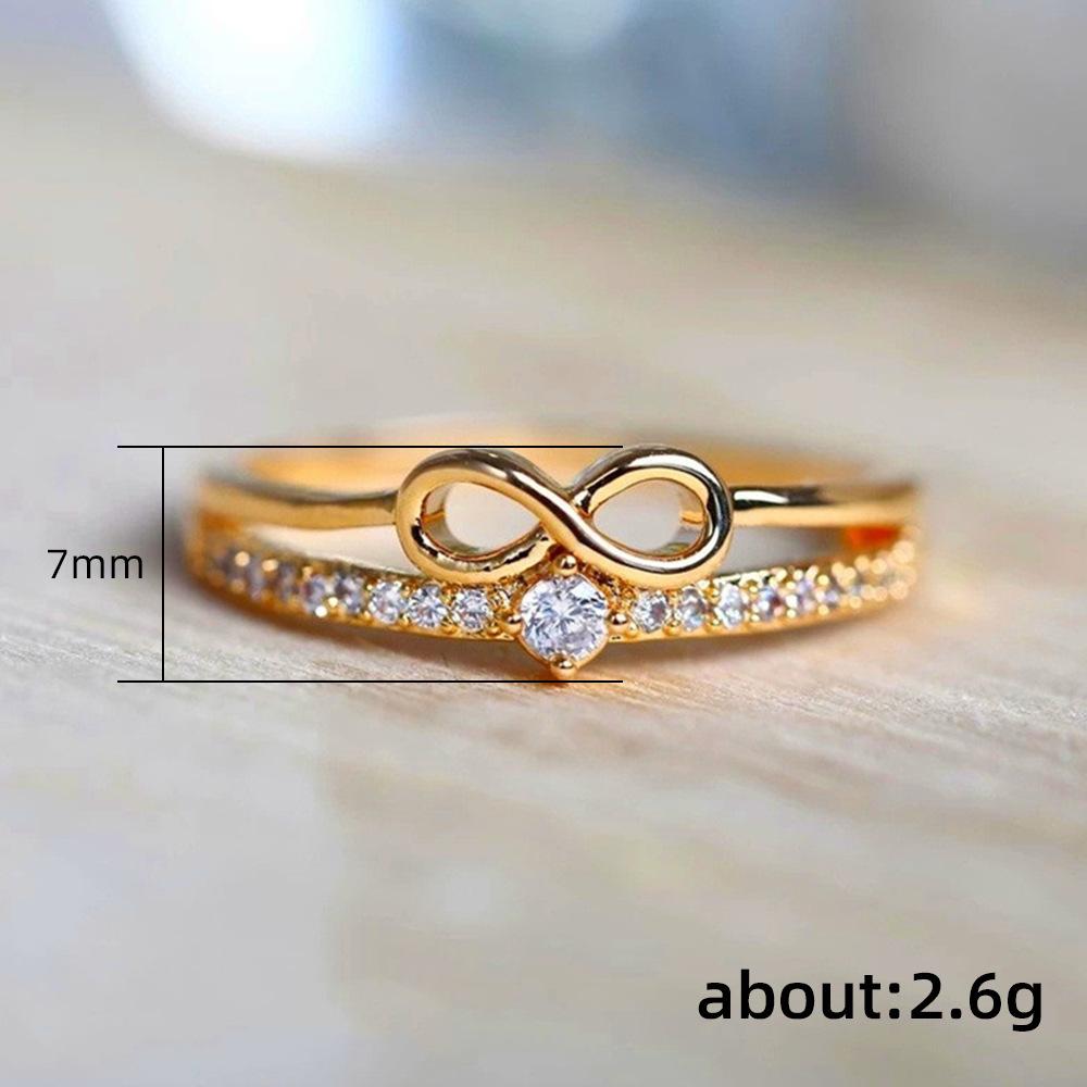 Japanese Agete Style Infinity 8-Shape Ring | Rose Gold Plated CZ Engagement Wedding Band