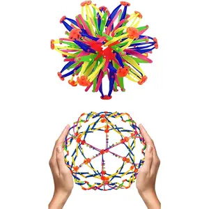 Geometric Plastic Pet Stress Relief Expandable Breathing Ball - 5.5-10.2in Adjustable Sphere, Smooth Edges, Colorful Design, Weatherproof, Odor-Free Toy for Adults Seeking Relaxation, Calming Visual Effect, Compact and Lightweight Breathwork