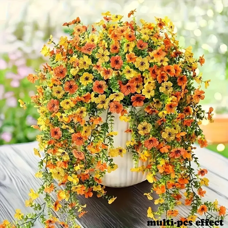 6/12 pcs UV-Resistant Artificial Hanging Vines with Bohemian-Style Daisy and Violet Wreaths Fade-Resistant Plastic Vines, Suitable for Homes, Year-Round Evergreen Decoration, Ideal for Weddings Maintenance-Free and Durable Leaves