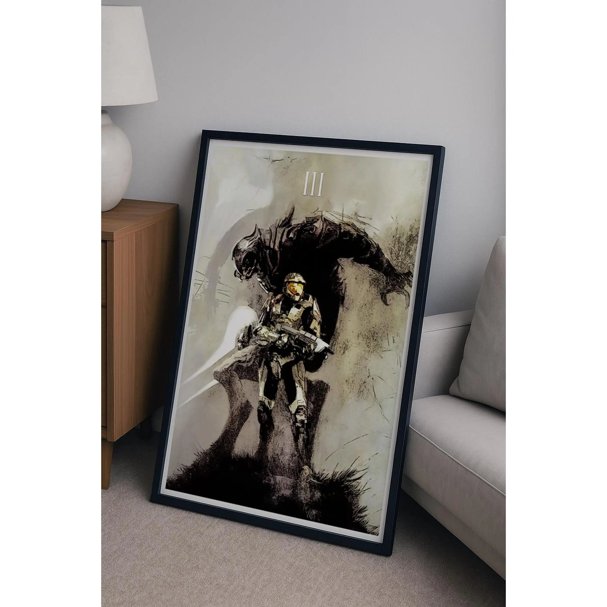 Halo 3 Vintage Style Poster Print & Backlit Vinyl – Classic 2000s FPS Wall Art | Gaming Decor | Master Chief | Multiplayer Nostalgia