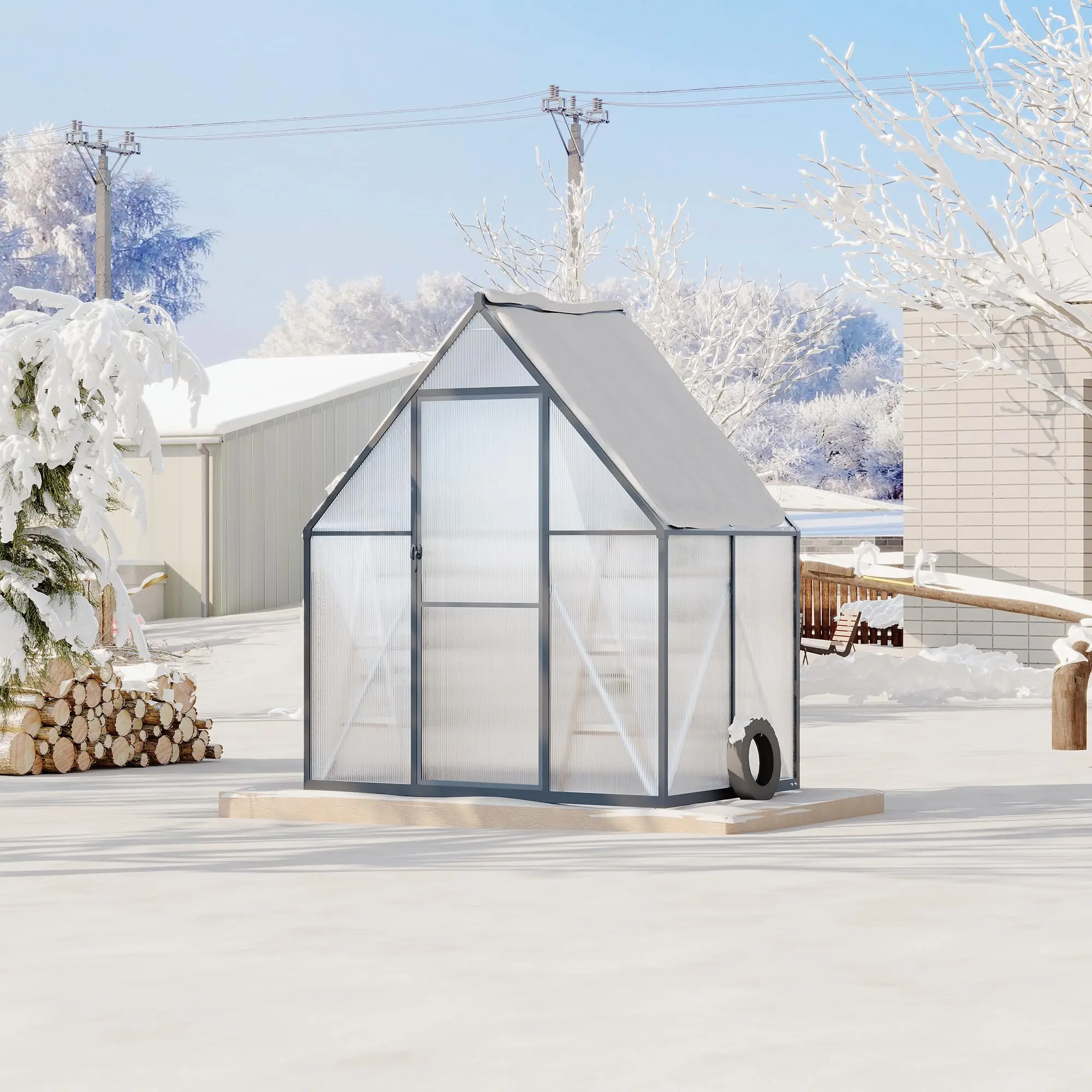 GAOMON Polycarbonate Greenhouse 6x4 FT – Walk-In Outdoor Garden & Backyard, Durable Aluminum Frame, Lockable Door, Adjustable Roof Vent, Weather Resistant, Quick Setup