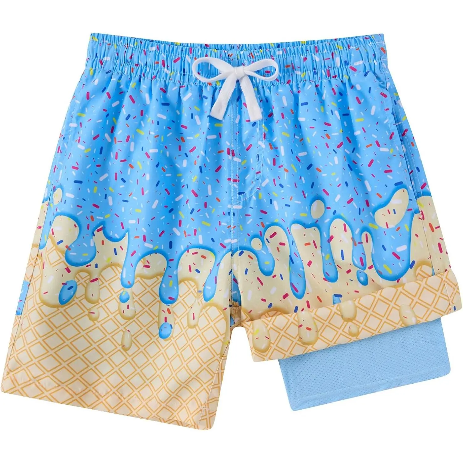 Boys Swim Trunks with Compression Liner Casual Bathing Suit for Kids Swim Shorts 6-18 Years(Gift)